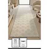 Lüle Halı Kaymaz Taban Halı Yolluk Kabartmalı Embos, Krem Emb553
