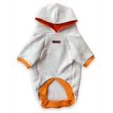 Luli Pet Gri-Turuncu Kapüşonlu Polarlı Köpek Sweatshirt