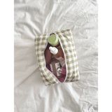 Luli Shop Yeşil Kareli Kapitone Orta Boy Makyaj Çantası – Çok Amaçlı Seyahat ve Günlük Kozmetik Düzenleyici (20X12X9 Cm)