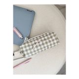Lulishop Yeşil Kareli Kapitone Kalemlik – Çok Amaçlı Kumaş Kalem Kutusu ve Organizer Çanta (24x7x7 cm)