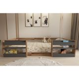 Lullaby Vivian Çırağan-Antrasit Montessori Kitaplıklı - Raflı Çocuk Karyolası - 90 x 190 cm - Antrasit - Ceviz
