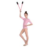 LULLY Kids Kız Çocuk Kapri Kol Arkası Damla Model Bale, Jimnastik ve Antrenman Mayosu 309 (Pembe, 5-6 Yaş)