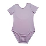 LULLY Kids Kız Çocuk Kısa Kol Sırtı U Model Jimnastik, Bale ve Yüzme Mayosu (Pembe, 7-8 Yaş)