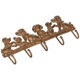 Lulu Decor, Dökme Demir 5 Köpek Anahtar Kancası, Sağlam Sağlam Kancalar, Köpek Severler için İdeal (Antik Kahverengi)