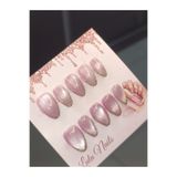 Lulu Nails El Yapımı Cat Eye Jel Takma Tırnak Flaşlı Sim Glitter