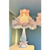 LULUAVİZEM Patentli Puantiye Pembe Modern Bebek Çocuk Genç Yatak Odası Abajur Trend Moda