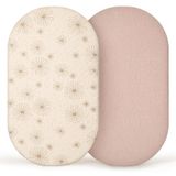 lulumoon Muslin Beşik Çarşafları Bebek: Erkek ve Kız Çocukları İçin Uygun Pamuklu Beşik Çarşafları - Oval Dikdörtgen veya Kum Saati Yatak için Beşik Çarşafları (Kum Papatyası)