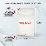 Luluyen Demlik Içi Çay Filtresi Körüklü Kapaklı Çay Süzgeci Boş Demlik Poşeti Bonesi 9X20 cm 100 Adet ((100 Lü) Bitki Kış Çay Demleme