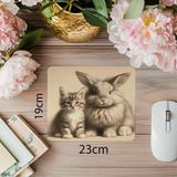 Luluyen Krem Zemin Üzerine Ikili Hayvan Figürü - 19X23 cm 2 mm Dikdörtgen Ithal Baskılı Mouse Pad