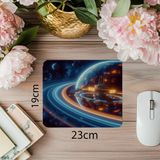Luluyen Turuncu-Mavi Işıklı Gezegen Manzaralı Mousepad - 19X23 cm 2 mm Dikdörtgen Ithal Baskılı Mouse Pad - Özel Baskı - Renkli