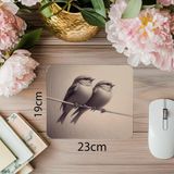 Luluyen Yan Yana Oturan Iki Serçe Çizimli Mousepad - 19X23 cm 2 mm Dikdörtgen Ithal Baskılı Mouse Pad - Özel Baskı - Renkli