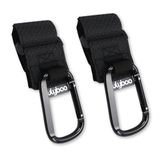 Lulyboo Bebek Arabası Düzenleyici Kanca Klipsleri (2 adet), Çanta, Alışveriş, Market ve Bebek Bezi Çantaları için Metal Kanca Kolu, Siyah