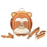 Lulyboo BOO Küçük Çocuk Sırt Çantası ve Çıkarılabilir Bilek Bağı, 3 Noktalı Koşum Takımı, Kahverengi - Maymun, One Size, Seyahat