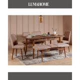 Luma Home Gordes Extra Ceviz-Taş Yemek Masası Takımı - Taş Rengi - 129*80*75