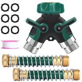 Lumanious Hortum Ayırıcı, Bahçe Y Hortum Ayırıcı 2 Yollu Ağır Hizmet, 3/4 "Spigot Adaptör Konnektörü, 2 Kink Serbest Musluk Uzatma Hortum Koruyucusu, Damla Sulama, Çimler için 6 Kauçuk Yıkayıcı ve PTEP Bant