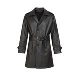 LUMAST İçi Full Kürklü Slim Fit Kuşaklı Midi (80cm boy) Deri Ceket/Mont