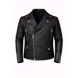 LUMAST Slim Fit Su Geçirmez Kol Detaylı Biker Deri Ceket