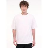 Lumberjack A10193954908010-MB ROS 11HS113 5FX Kırık Beyaz Bisiklet Yaka Oversized Düz Erkek T-Shirt