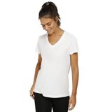 lumberjack CT132 BASIC MODAL V NECK Kadın Kısa Kol T-Shirt Beyaz S