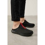 lumberjack Erkek Siyah Slip-On Terlik - Günlük Konforlu Hafif Taban Ayakkabı - Kırmızı Detaylı
