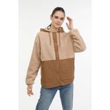 Lumberjack Hannah Kadın Kapüşonlu Ceket Bej Renkli Desenli Uzun Kol Özellikli XL Model