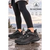 lumberjack Kadın Siyah Su Geçirmez Outdoor Ayakkabı – Kalın Taban Trekking Yürüyüş Günlük Spor Ayakkabı
