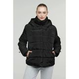 Lumberjack SN71 Short Karina Siyah Kadın Mont Uzun Kol Kapüşonlu Günlük Şişme Model - XS