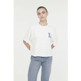 Lumberjack Wl Delta 11Md1082 4FX Ekru Kadın Kısa Kol T-Shirt, XS