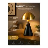 Lumexx Mantar Siyah Eskitme Retro Başlıklı Masa Lambası
