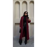 LUMİ Atelier Kadın Bordo Oversize Uzun Peluş Dokulu Triko Hırka