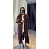 LUMİ Atelier Kadın Kahverengi Oversize Uzun Yumuşak Dokulu Triko Hırka