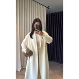 LUMİ Kadın Ekru Oversize Uzun Yumuşak Dokulu Peluş Hırka