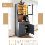Lumi Led'li Kahve Köşesi | Cam Kapaklı Premium Mini Bar & Çok Amaçlı Dolap | Antrasit-Çam - Antrasit - Atlantik Çam