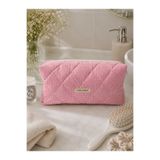 lumi Studio Carry All XL Pembe Pötikare Kapitone Organizer Çanta – Büyük Boy Makyaj, Kozmetik, Seyahat ve Anne Bebek Çantası