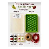 LUMİ Üzüm salkım Sabun Bazı Yapım seti.1kg şeffaf bazı.1 plastik kalıp.2 boya.2 esens.jüt ip.kordele.Dahil