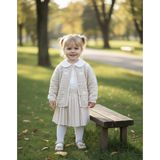 Lumia Laura Baby Kalp Desenli Hırka Gömlek Etek Kız Bebek Çocuk Alt Üst 3 Parça Takım - Krem - Beyaz - 4 Yaş