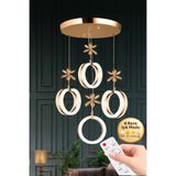 Lumia Lighting Aurea Model 4'lü Gold Kumandalı 3 Renk Modu Ledli Kristal Taşlı Modern Salon Mutfak Oturma Odası Led Avize