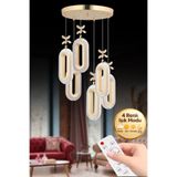 Lumia Lighting Eclipse Model 6'lı Kumandalı Gold 3 Renk Modu Ledli Kristal Taşlı Modern Salon Mutfak Oturma Odası Led Avize
