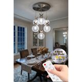Lumia Lighting Küre Model 6"lı Kumandalı Gümüş 3 Renk Modu Ledli Kristal Taşlı Modern Salon Mutfak Oturma Odası Led Avize