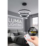 Lumia Lighting Vera Model Siyah Kumandalı 3 Renk Modu Ledli Modern Salon Mutfak Çocuk Yatak Odası Led Avize