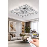 Lumia Lighting Yakamoz Model Gümüş Kumandalı 4"lü Ledli 3 Renk Modu Kristal Salon Mutfak Yatak Çocuk Odası Avize