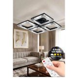 Lumia Lighting Yakamoz Model Siyah Kumandalı 4"lü Ledli 3 Renk Modu Kristal Salon Mutfak Yatak Çocuk Odası Avize