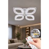 Lumia Lighting Yonca Model Beyaz Kumandalı 4"lü Ledli 3 Renk Modu Kristal Salon Mutfak Yatak Çocuk Odası Avize