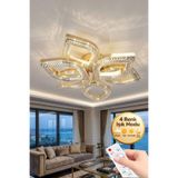 Lumia Lighting Yonca Model Gold Kumandalı 6"lı Ledli 3 Renk Modu Kristal Salon Mutfak Yatak Çocuk Odası Avize