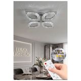 Lumia Lighting Yonca Model Gümüş Kumandalı 4"lü Ledli 3 Renk Modu Kristal Salon Mutfak Yatak Çocuk Odası Avize
