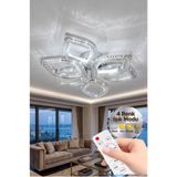 Lumia Lighting Yonca Model Gümüş Kumandalı 6"lı Ledli 3 Renk Modu Kristal Salon Mutfak Yatak Çocuk Odası Avize