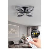 Lumia Lighting Yonca Model Siyah Kumandalı 4"lü Ledli 3 Renk Modu Kristal Salon Mutfak Yatak Çocuk Odası Avize