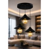 Lumia Lighting Zeno Model Siyah 3"lü Yemek Masası Oturma Çocuk Yatak Odası Modern Ledli Avize