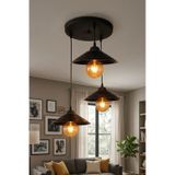 LumiaLighting Zen Model Siyah 3"lü Yemek Masası Oturma Çocuk Yatak Odası Modern Ledli Avize