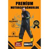 LUMİART Premium Motorcu Kurye Yağmurluk Takım Su Geçirmez PVC Kumaş Reflektörlü TÜBİTAK Onaylı - Siyah